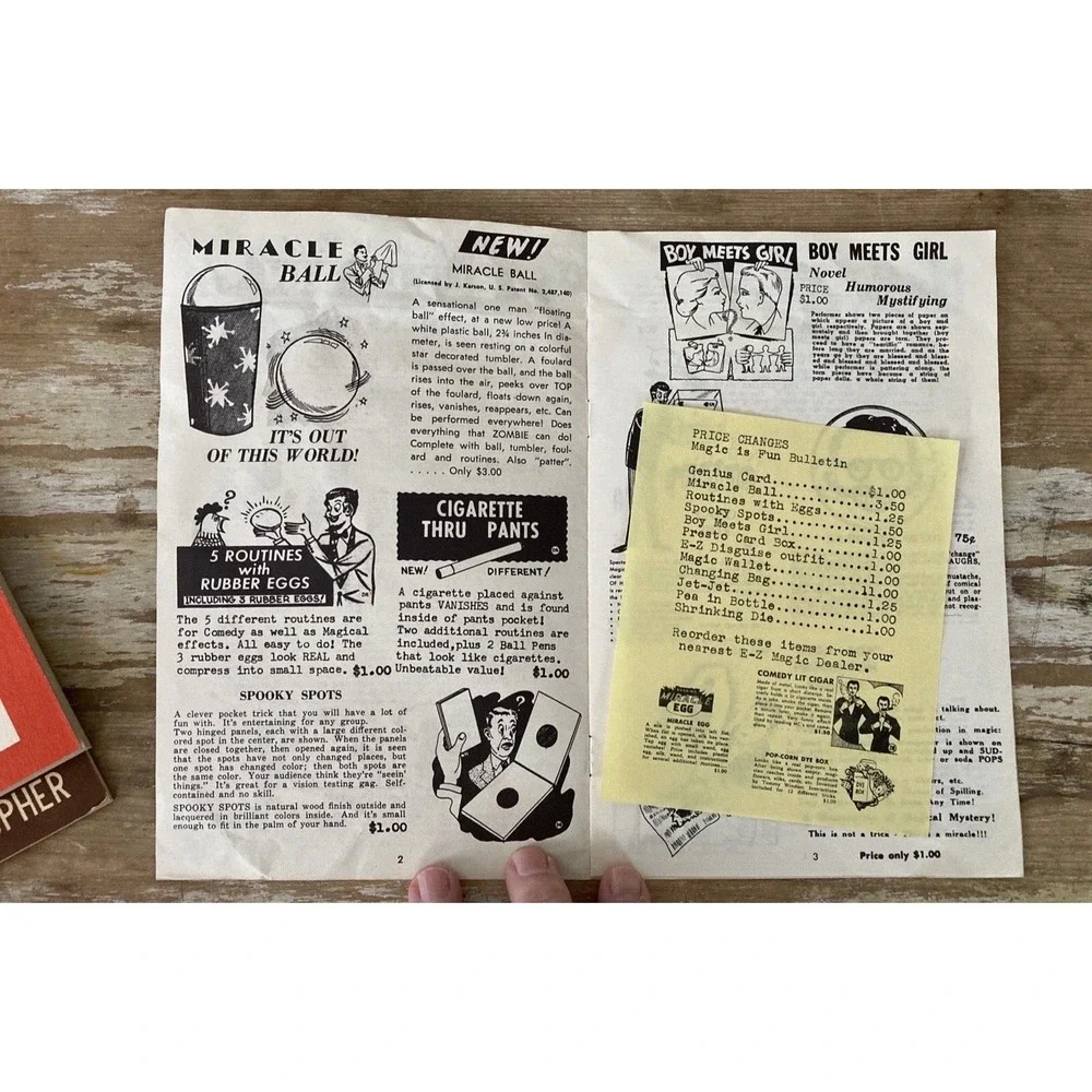 Vintage booklets Tricks w/ Thumb Tip Patter for Magic Tricks E-Z catalog 1950's